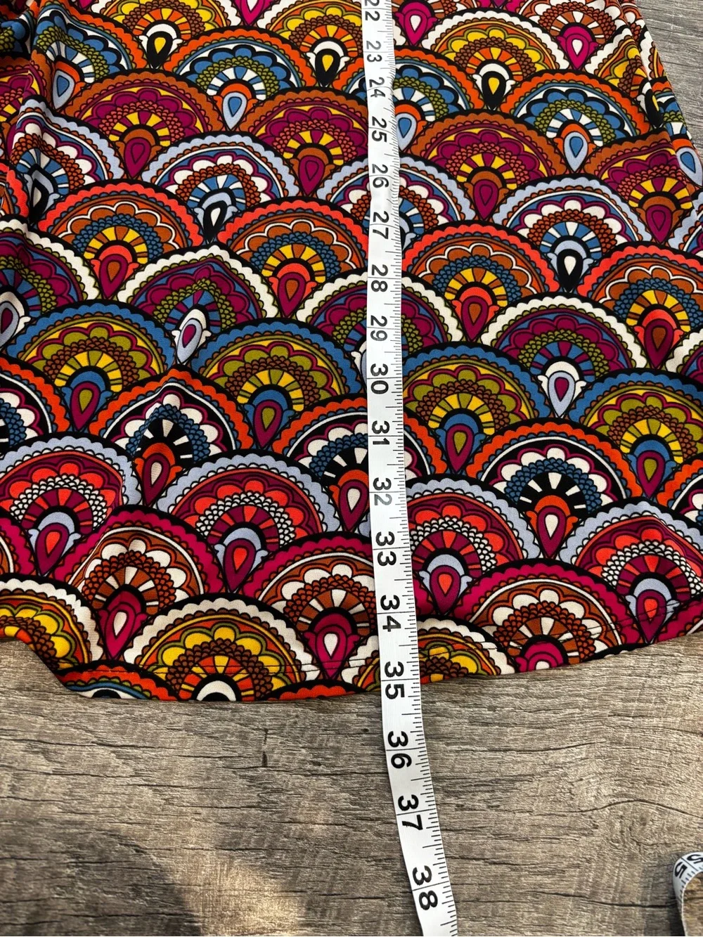 MSK Multicolor Scallop-Print Dress with Gold Ring Detail